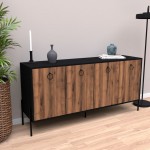 Μπουφές Twely pakoworld μελαμίνης καρυδί-μαύρο 160x40 5x79εκ c502072