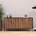Μπουφές Twely pakoworld μελαμίνης καρυδί-μαύρο 160x40 5x79εκ c502072
