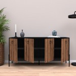 Μπουφές Twely pakoworld μελαμίνης καρυδί-μαύρο 160x40 5x79εκ c502072