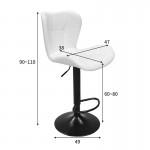 Σκαμπό μπαρ Coozy pakoworld πτυσσόμενο μεταλλικό μαύρο ματ με pu σε λευκή απόχρωση 46x47x90-112εκ SET 2τμχ c502081