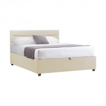 Κρεβάτι Molito pakoworld βελούδο σε εκρού απόχρωση με αποθηκευτικό χώρο120x200εκ c502085