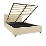 Κρεβάτι Molito pakoworld βελούδο σε εκρού απόχρωση με αποθηκευτικό χώρο120x200εκ c502085