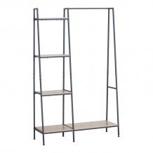 Έπιπλο εισόδου-ραφιέρα Herevy pakoworld σε oak απόχρωση με μαύρο μέταλλο 101x35x160εκ c502103