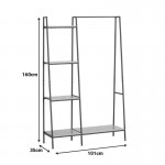 Έπιπλο εισόδου-ραφιέρα Herevy pakoworld σε oak απόχρωση με μαύρο μέταλλο 101x35x160εκ c502103