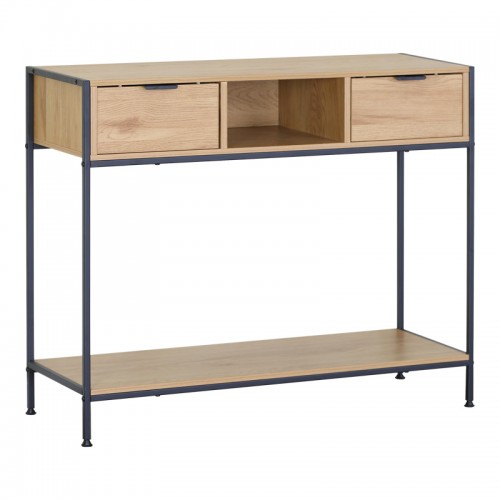 Κονσόλα Regando pakoworld σε oak απόχρωση με μαύρο μέταλλο 100x35x80εκ c502104