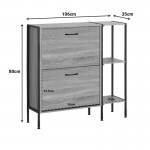 Παπουτσοθήκη Karleva pakoworld 12 θέσεων σε oak απόχρωση με μαύρο μέταλλο 88x24x87εκ c502105