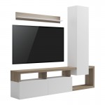 Σύνθετο σαλονιού Leganto pakoworld σε sonoma με λευκή απόχρωση 220 5x35x197 5εκ c502109