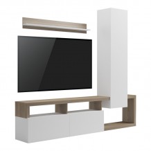 Σύνθετο σαλονιού Leganto pakoworld σε sonoma με λευκή απόχρωση 220 5x35x197 5εκ c502109