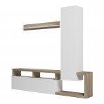 Σύνθετο σαλονιού Leganto pakoworld σε sonoma με λευκή απόχρωση 220 5x35x197 5εκ c502109