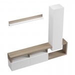 Σύνθετο σαλονιού Leganto pakoworld σε sonoma με λευκή απόχρωση 220 5x35x197 5εκ c502109