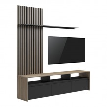 Σύνθετο σαλονιού Delfina pakoworld σε sonoma με μαύρη απόχρωση 190x40x199 5εκ c502111