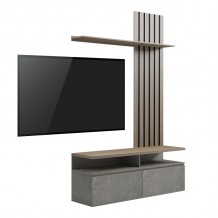 Σύνθετο σαλονιού Perlento pakoworld σε μπεζ μαρμάρου με sonoma απόχρωση 140x41x219 5εκ c502114