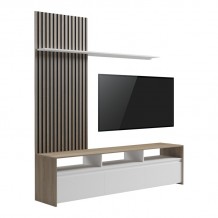 Σύνθετο σαλονιού Delfina pakoworld σε sonoma με λευκή απόχρωση 190x40x199 5εκ c502115