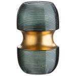 Βάζο ArteLibre Τιρκουάζ Χρυσό Γυαλί 13x13x22cm c502188