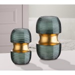 Βάζο ArteLibre Τιρκουάζ Χρυσό Γυαλί 13x13x22cm c502188