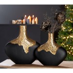 Βάζο ArteLibre Χρυσό Μαύρο Αλουμίνιο 5x30x30cm c502208