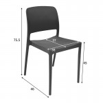Καρέκλα Fenxy pakoworld pp σε μαύρη απόχρωση 38x42x77εκ c502232
