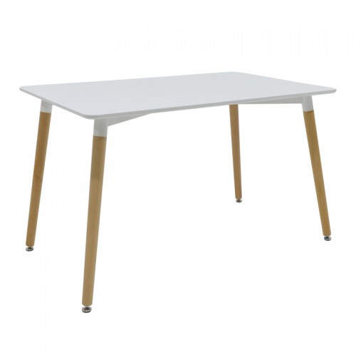 Τραπέζι Natali pakoworld MDF λευκό-πόδια φυσικό 120x80x76εκ c502233