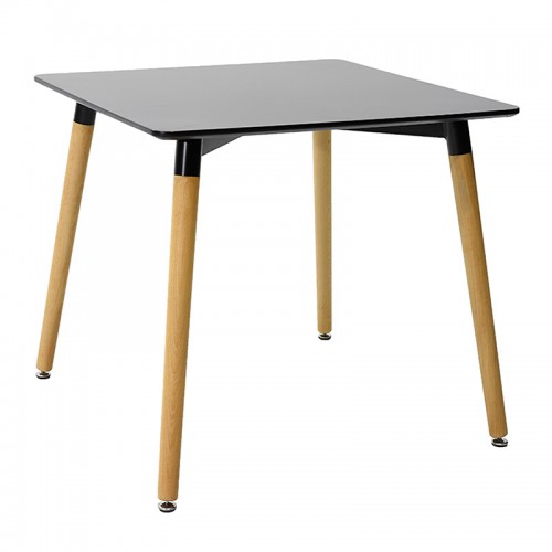 Τραπέζι Natali pakoworld MDF μαύρο-πόδια φυσικό 80x80x76εκ c502238