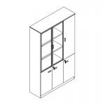 Ντουλάπα γραφείου επαγγελματική Oscar pakoworld σε καρυδί-ανθρακί απόχρωση120x40x200εκ c502252