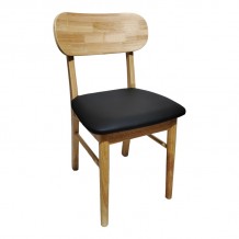 Καρέκλα Bedona pakoworld rubberwood σε φυσική απόχρωση με μαύρο pu μαξιλάρι 47x46x80εκ SET 2τμχ c502268