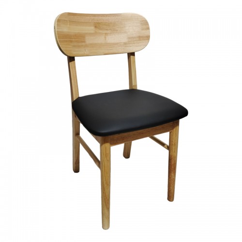 Καρέκλα Bedona pakoworld rubberwood σε φυσική απόχρωση με μαύρο pu μαξιλάρι 47x46x80εκ SET 2τμχ c502268