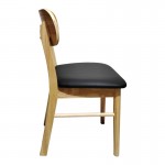 Καρέκλα Bedona pakoworld rubberwood σε φυσική απόχρωση με μαύρο pu μαξιλάρι 47x46x80εκ SET 2τμχ c502268