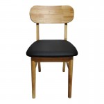 Καρέκλα Bedona pakoworld rubberwood σε φυσική απόχρωση με μαύρο pu μαξιλάρι 47x46x80εκ SET 2τμχ c502268