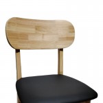 Καρέκλα Bedona pakoworld rubberwood σε φυσική απόχρωση με μαύρο pu μαξιλάρι 47x46x80εκ SET 2τμχ c502268