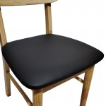 Καρέκλα Bedona pakoworld rubberwood σε φυσική απόχρωση με μαύρο pu μαξιλάρι 47x46x80εκ SET 2τμχ c502268