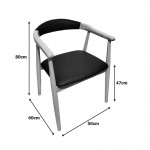 Πολυθρόνα Sandi pakoworld rubberwood σε φυσική απόχρωση με μαύρο pu μαξιλάρι 50x60x80εκ SET 2τμχ c502269