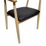 Πολυθρόνα Sandi pakoworld rubberwood σε φυσική απόχρωση με μαύρο pu μαξιλάρι 50x60x80εκ SET 2τμχ c502269