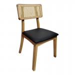 Καρέκλα Renna pakoworld ξύλο οξιάς σε φυσική απόχρωση με μαύρο pu μαξιλάρι 48x52x79εκ SET 2τμχ c502270