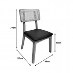 Καρέκλα Renna pakoworld ξύλο οξιάς σε φυσική απόχρωση με μαύρο pu μαξιλάρι 48x52x79εκ SET 2τμχ c502270