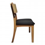 Καρέκλα Renna pakoworld ξύλο οξιάς σε φυσική απόχρωση με μαύρο pu μαξιλάρι 48x52x79εκ SET 2τμχ c502270