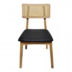 Καρέκλα Renna pakoworld ξύλο οξιάς σε φυσική απόχρωση με μαύρο pu μαξιλάρι 48x52x79εκ SET 2τμχ c502270