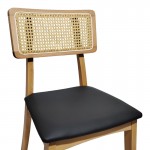 Καρέκλα Renna pakoworld ξύλο οξιάς σε φυσική απόχρωση με μαύρο pu μαξιλάρι 48x52x79εκ SET 2τμχ c502270