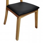 Καρέκλα Renna pakoworld ξύλο οξιάς σε φυσική απόχρωση με μαύρο pu μαξιλάρι 48x52x79εκ SET 2τμχ c502270