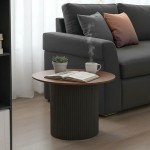 Τραπέζι σαλονιού Dovel pakoworld mdf σε καρυδί-μαυρη απόχρωση Φ70x40εκ c502272