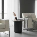 Βοηθητικό τραπέζι Dovel pakoworld mdf σε μαύρη απόχρωση Φ50x45εκ c502274