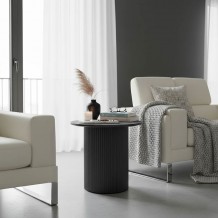 Βοηθητικό τραπέζι Dovel pakoworld mdf σε μαύρη απόχρωση Φ50x45εκ c502274