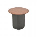 Βοηθητικό τραπέζι Dovel pakoworld mdf σε καρυδί-μαύρη απόχρωση Φ50x45εκ c502275