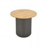 Βοηθητικό τραπέζι Dovel pakoworld mdf σε sonoma -μαύρη απόχρωση Φ50x45εκ c502279