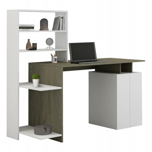 ΓΡΑΦΕΙΟ ΜΕ ΒΙΒΛΙΟΘΗΚΗ ROCHELL ΜΕΛΑΜΙΝΗ OLIVE GREY ΛΕΥΚΟ 146 3x55x128 8Υεκ HM8886 11 c502281