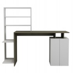 ΓΡΑΦΕΙΟ ΜΕ ΒΙΒΛΙΟΘΗΚΗ ROCHELL ΜΕΛΑΜΙΝΗ OLIVE GREY ΛΕΥΚΟ 146 3x55x128 8Υεκ HM8886 11 c502281