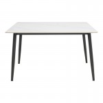 Τραπέζι Gustas Ι pakoworld λευκό μαρμάρου sintered stone-μαύρο μέταλλο 120x80x76εκ c502396