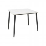 Τραπέζι Gustas Ι pakoworld λευκό μαρμάρου sintered stone-μαύρο μέταλλο 80x80x76εκ c502397