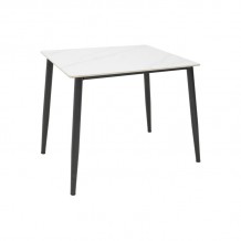 Τραπέζι Gustas Ι pakoworld λευκό μαρμάρου sintered stone-μαύρο μέταλλο 80x80x76εκ c502397