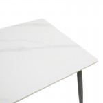 Τραπέζι Gustas Ι pakoworld λευκό μαρμάρου sintered stone-μαύρο μέταλλο 80x80x76εκ c502397