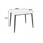 Τραπέζι Gustas Ι pakoworld λευκό μαρμάρου sintered stone-μαύρο μέταλλο 80x80x76εκ c502397